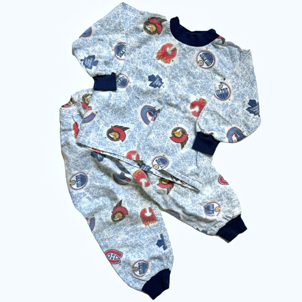 Vintage 90s NHL Toddler Pyjama Set Hockey Team Logos